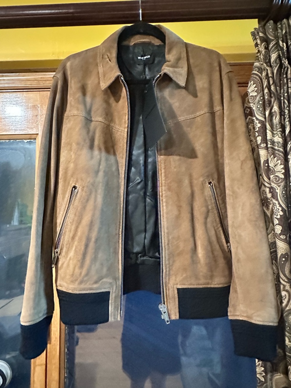 The Kooples Men's Brown Suede Bomber Jacket - Classic Casual